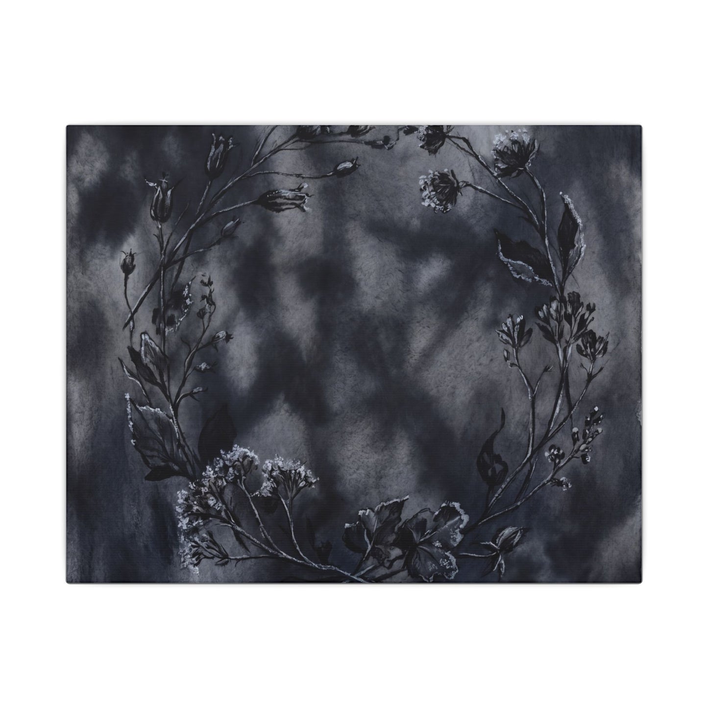 Dried Flowers Canvas Art | Winter Dark Japandi Shadow Zen Art