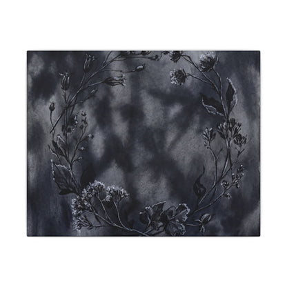 Dried Flowers Canvas Art | Winter Dark Japandi Shadow Zen Art