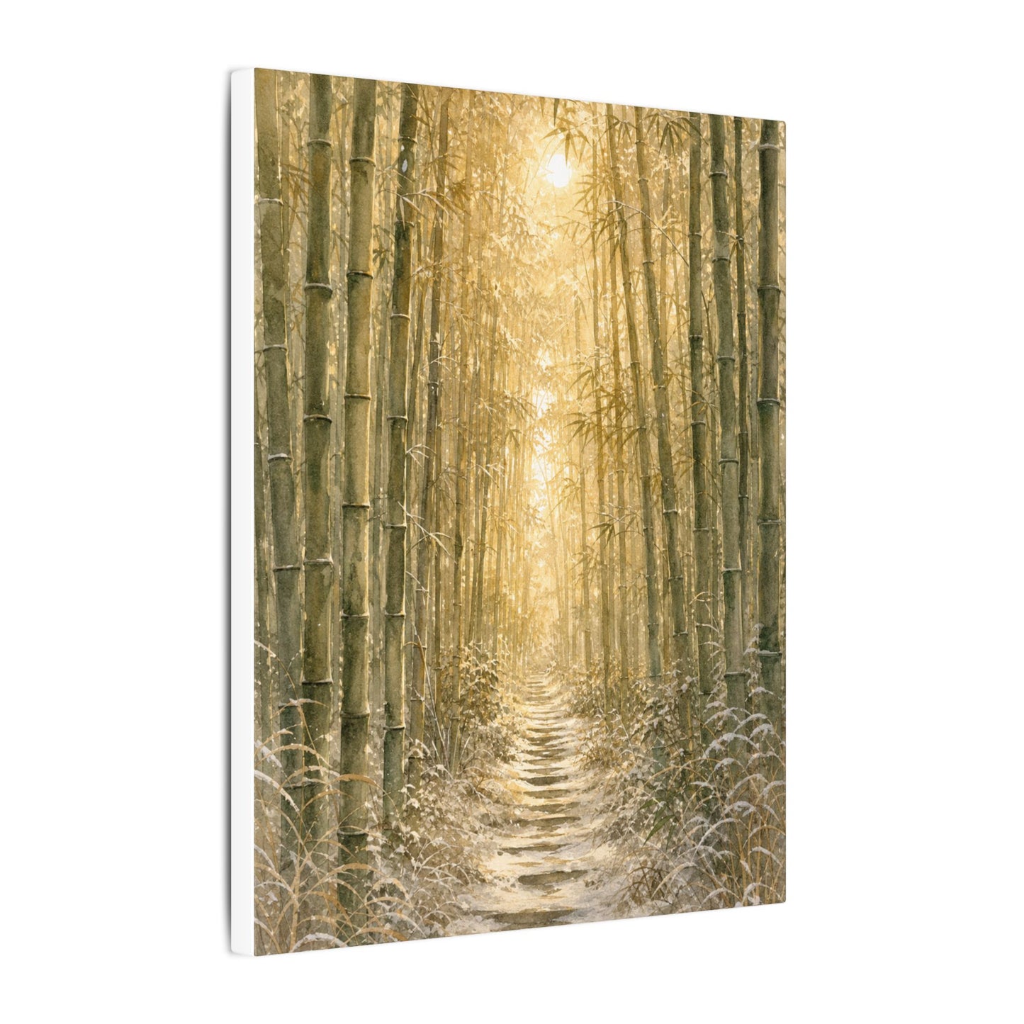Bamboo Grove Winter Canvas Art | Japandi Elegant Design