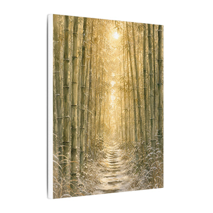Bamboo Grove Winter Canvas Art | Japandi Elegant Design