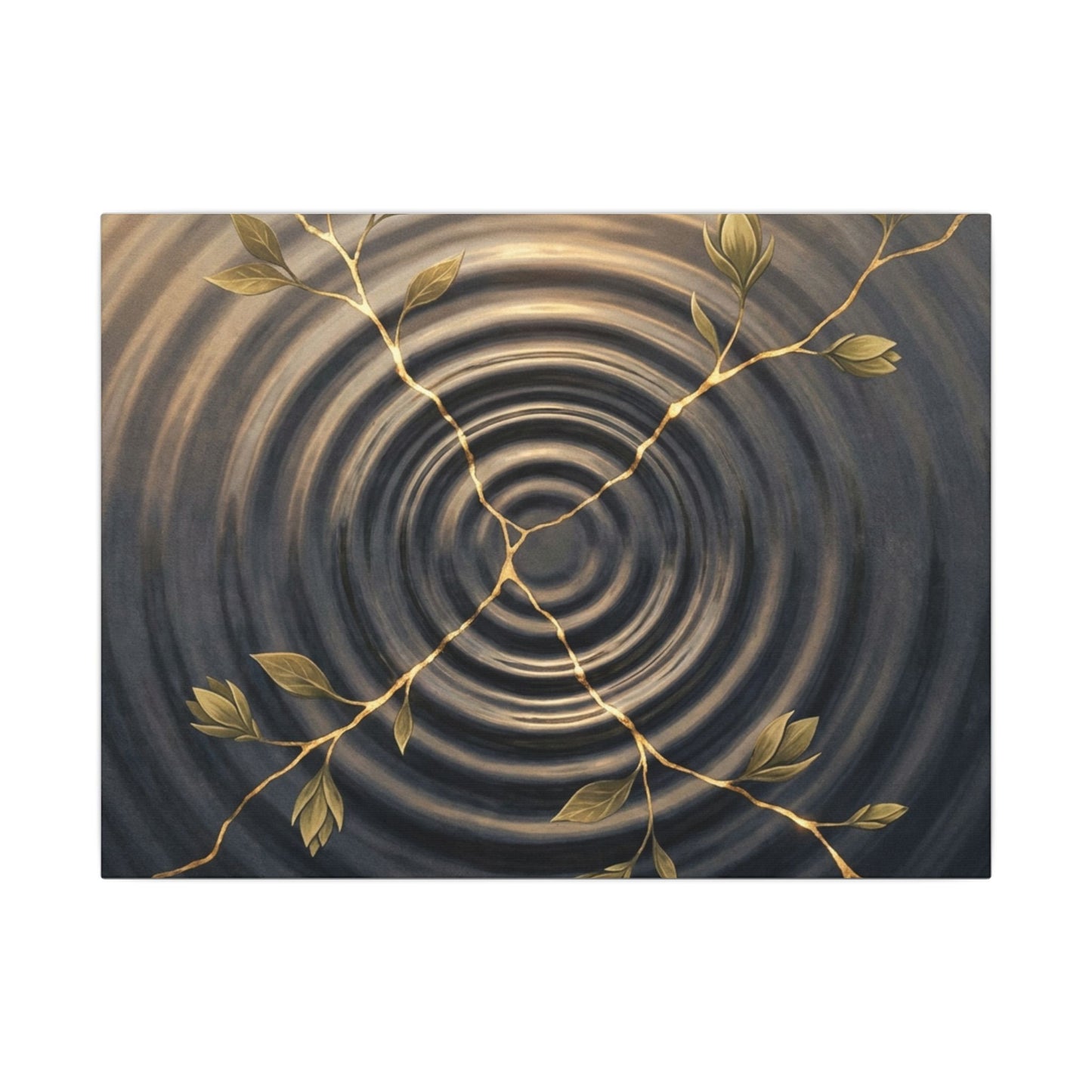 Kanso Water Ripple Canvas Art - Kintsugi Gold Vein