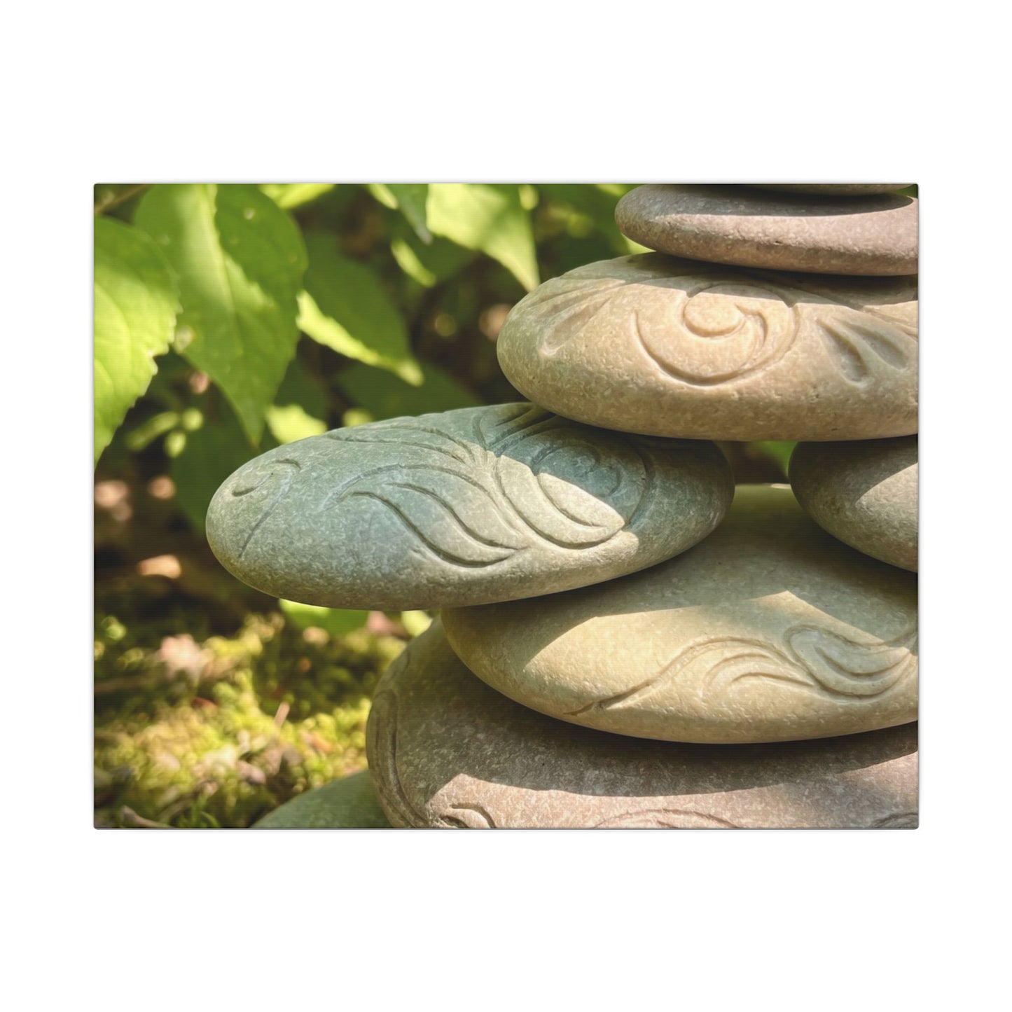 River Stones Summer Canvas Art | Japandi Earthy Design