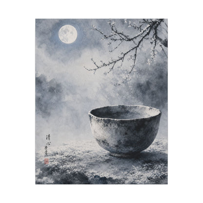 Seijaku Ceramic Bowl Canvas Art - Zen Sumi E