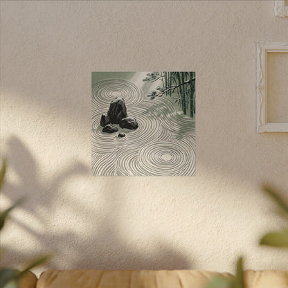 Shibui Rock Garden Canvas Art - Zen Ukiyo E Inspired