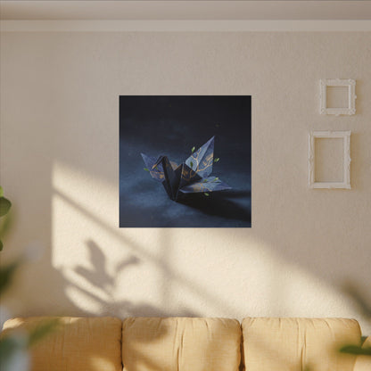 Kintsugi Paper Fold in Moonlight | Crackle Gold Canvas Art