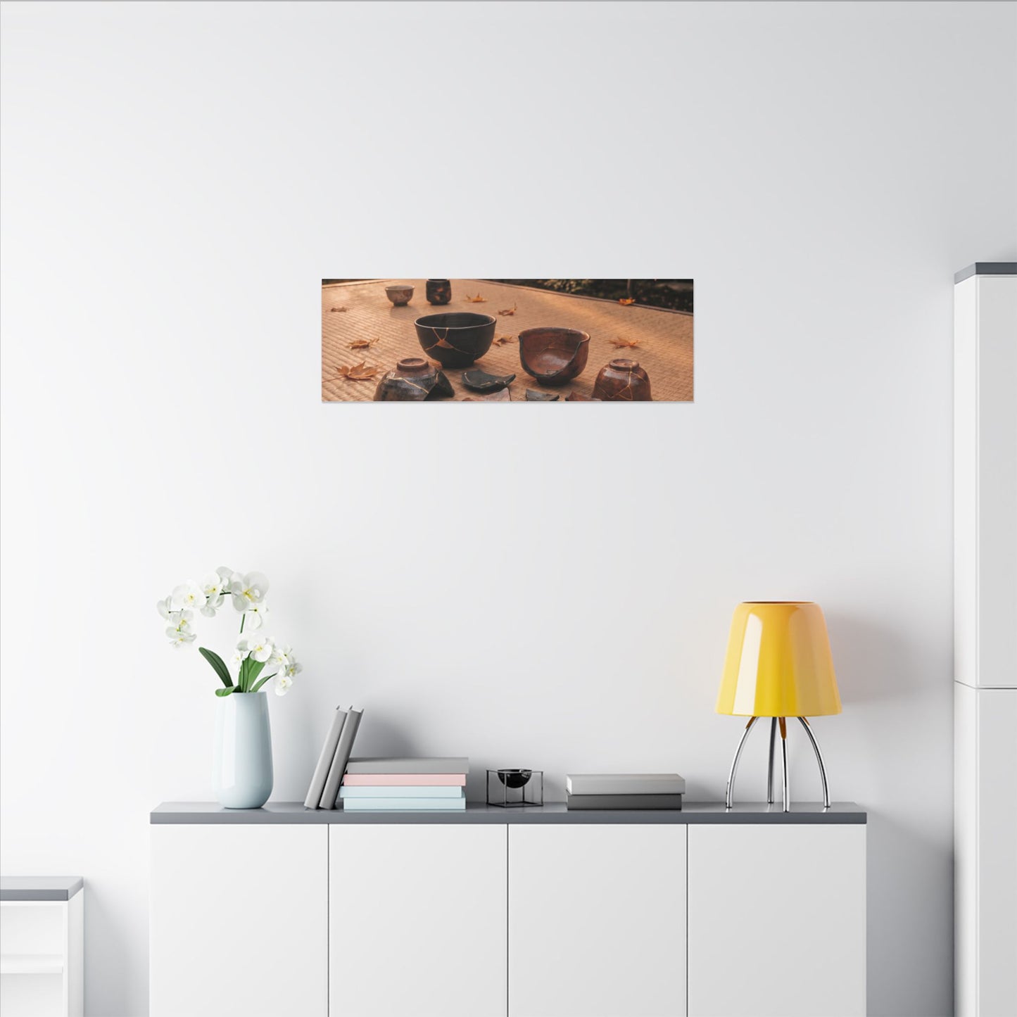 Golden Hour Tea Ceremony Canvas Art - Kintsugi Shibui