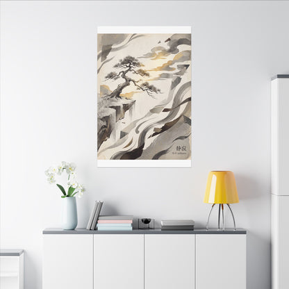 Golden Hour Pine Tree Canvas Art - Japandi Seijaku