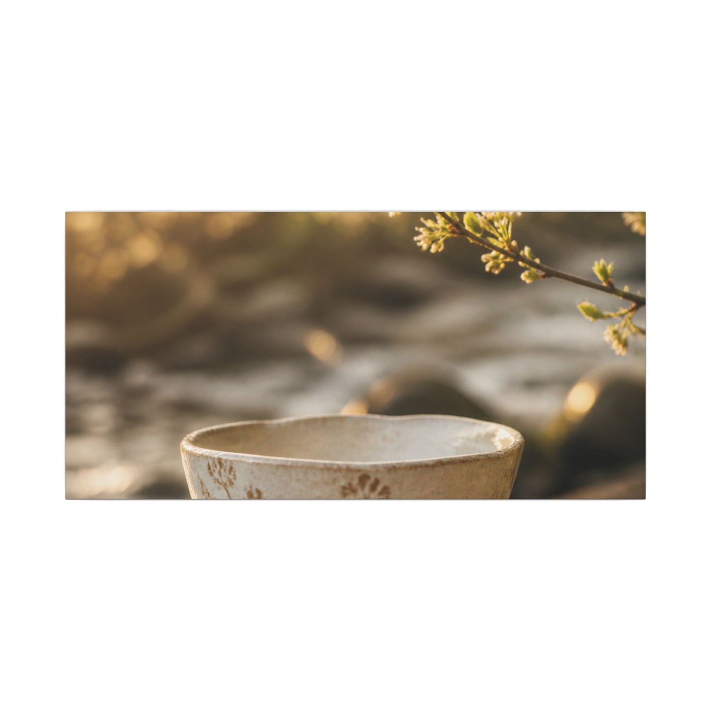 Neutral Ceramic Bowl Canvas Art - Japanese Pattern Japandi