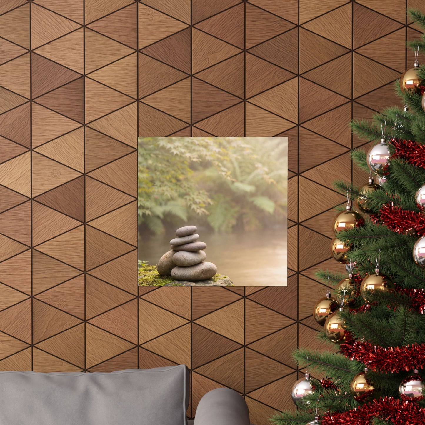 River Stones Summer Wall Art Print | Japandi Cozy Design