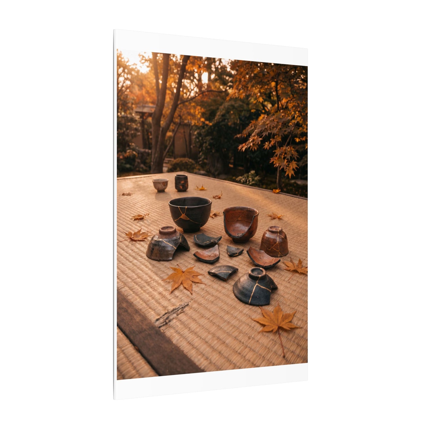Golden Hour Tea Ceremony Canvas Art - Kintsugi Shibui