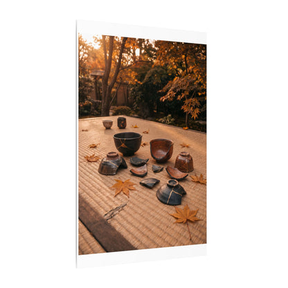 Golden Hour Tea Ceremony Canvas Art - Kintsugi Shibui