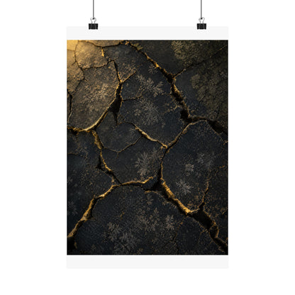 Cracked Earth Shadow Zen Wall Art Print | Atmospheric Dark Japandi Art