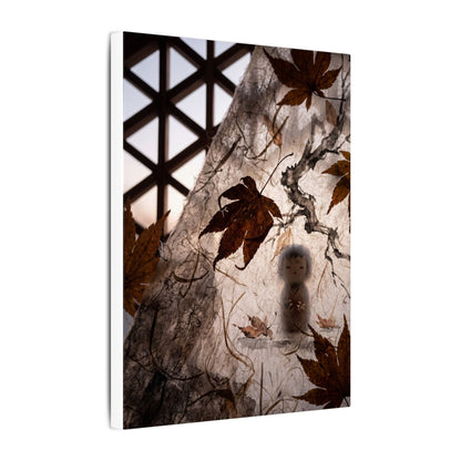 Shoji Screen Autumn Canvas Art | Dark Japandi Atmospheric Design