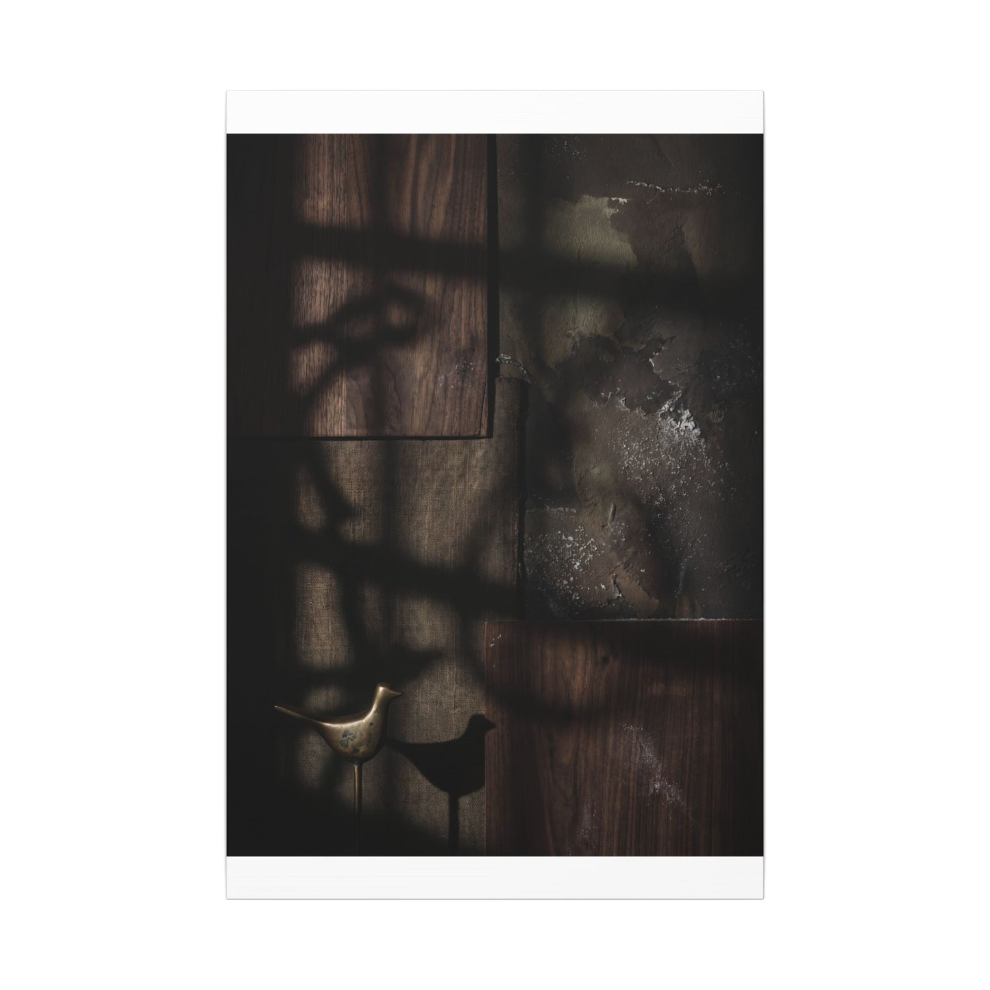 Dark Japandi Shadow Play in Candlelight | Dark Texture Canvas Art