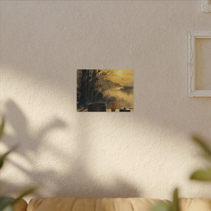 Tea Ceremony Sumi E Canvas Art | Contemplative Zen Art