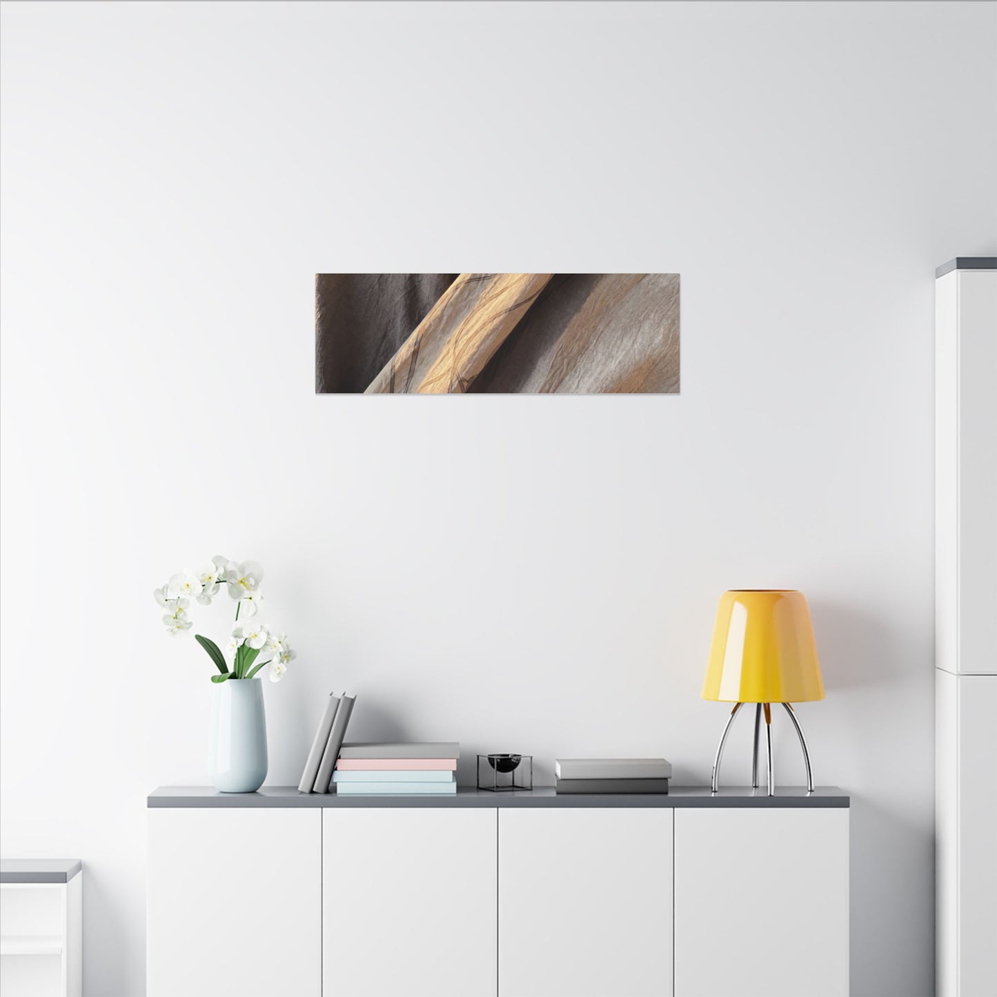 Warm Silk Drape Canvas Art - Japanese Pattern Japandi