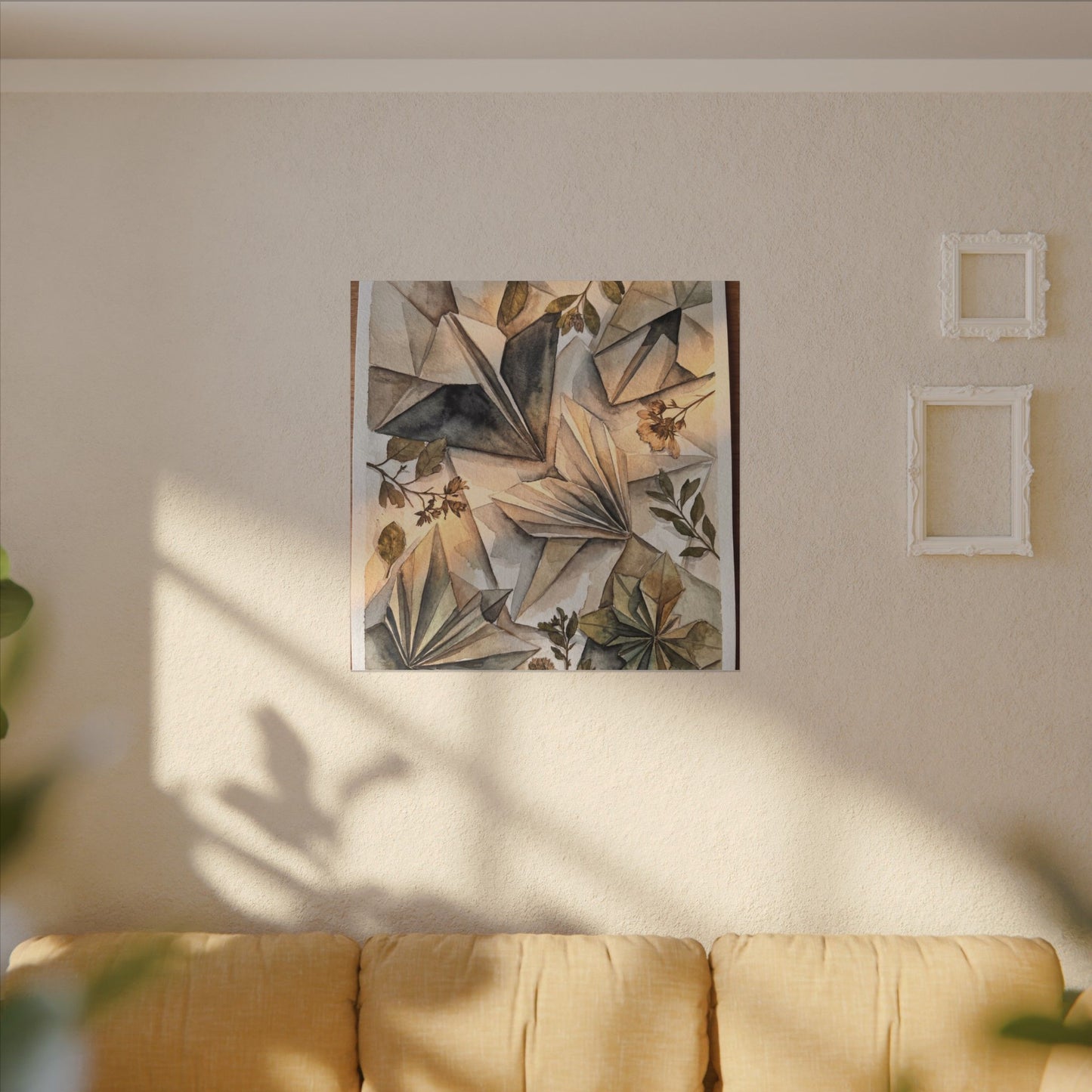 Golden Hour Paper Fold Canvas Art - Japandi Seijaku