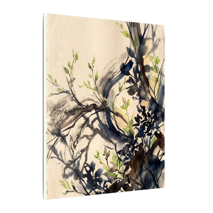 Ma Shadow Play Canvas Art - Dark Japandi Charcoal Ink