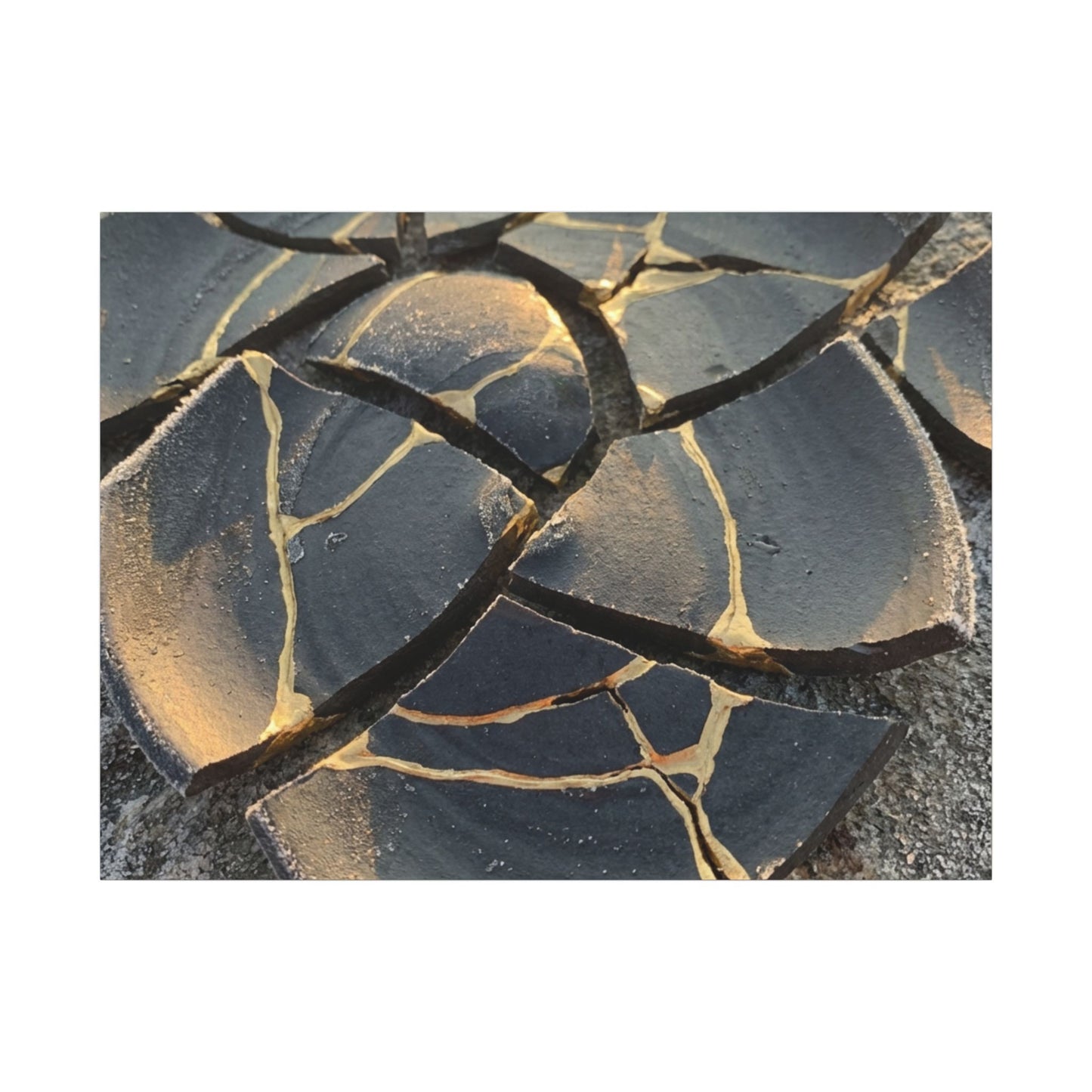 Broken Pottery Winter Canvas Art | Kintsugi Resilient Design