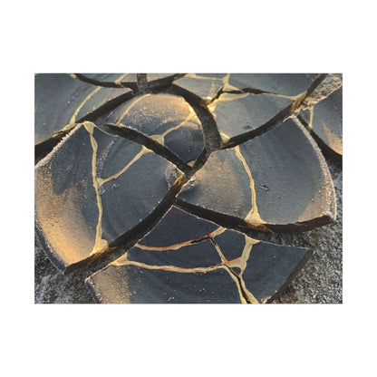 Broken Pottery Winter Canvas Art | Kintsugi Resilient Design