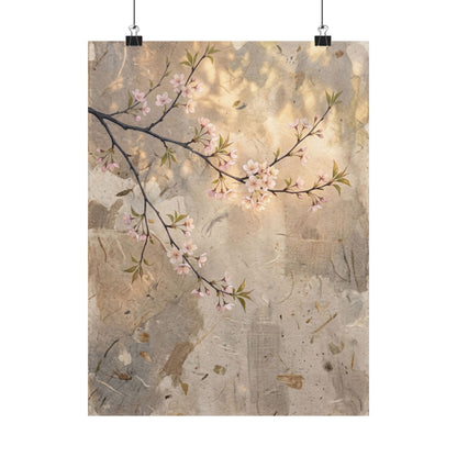 Warm Cherry Blossom Wall Art Print - Texture Japandi