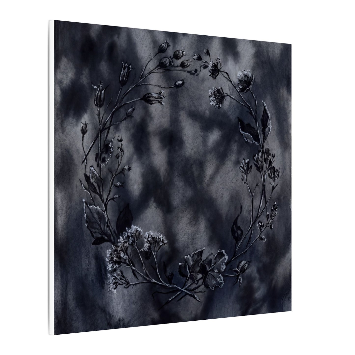 Dried Flowers Canvas Art | Winter Dark Japandi Shadow Zen Art