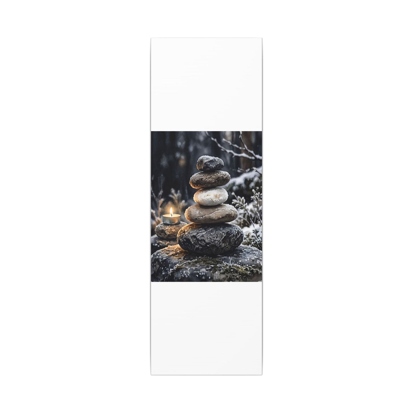 River Stones Canvas Art | Winter Japandi Watercolor Art