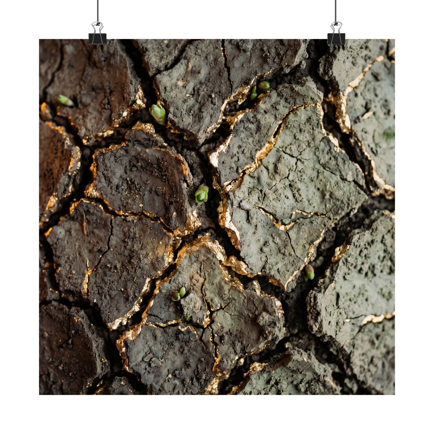 Cracked Earth Japanese Pattern Wall Art Print | Elegant Japandi Art