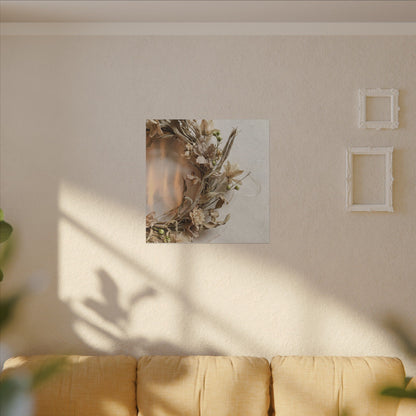 Dried Flowers Japanese Pattern Canvas Art | Neutral Japandi Art