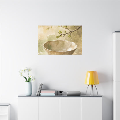 Warm Ceramic Bowl Canvas Art - Watercolor Japandi