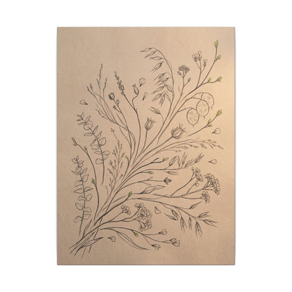 Dried Flowers Canvas Art | Spring Japandi Minimal Line Art