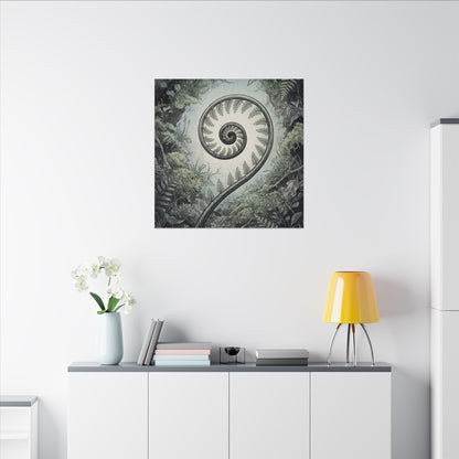 Zen Fern Unfurling in Dawn | Ukiyo E Inspired Canvas Art