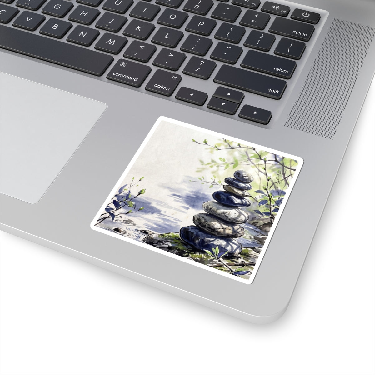 Calm River Stones Sticker - Sumi E Zen