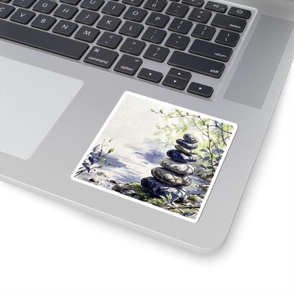 Calm River Stones Sticker - Sumi E Zen