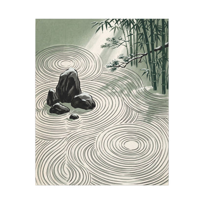 Shibui Rock Garden Canvas Art - Zen Ukiyo E Inspired