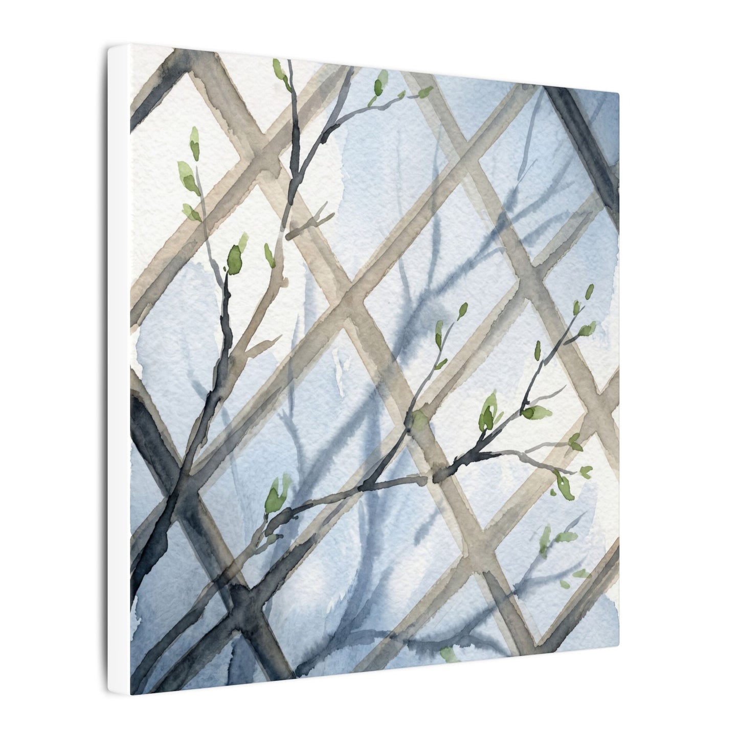 Shoji Screen Canvas Art | Spring Japandi Watercolor Art