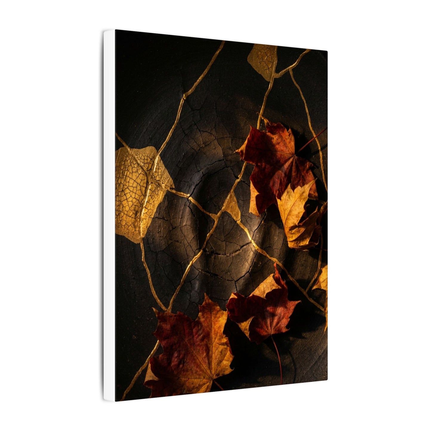 Resilient Shadow Play Canvas Art - Crackle Gold Kintsugi