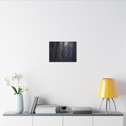 Dark Japandi Bamboo Grove in Dawn | Moody Minimal Canvas Art