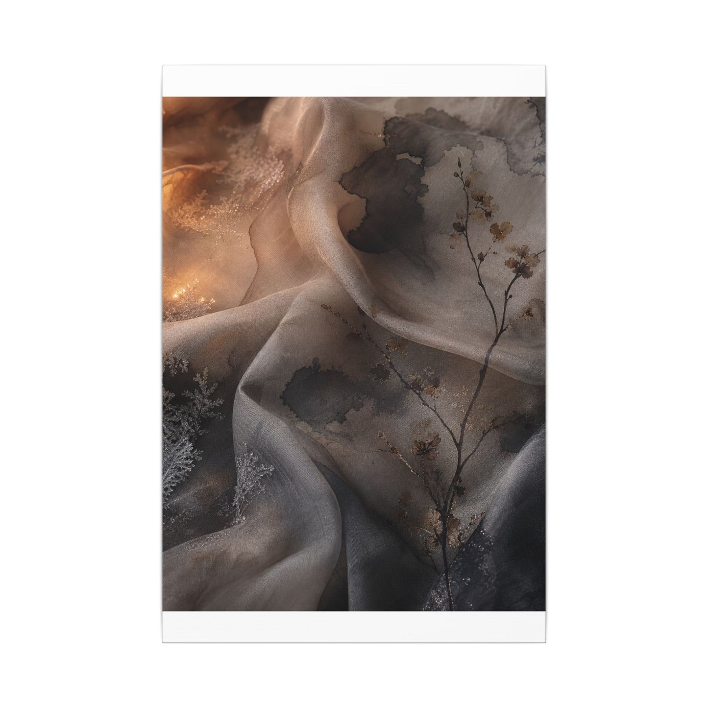 Japandi Silk Drape in Candlelight | Watercolor Canvas Art