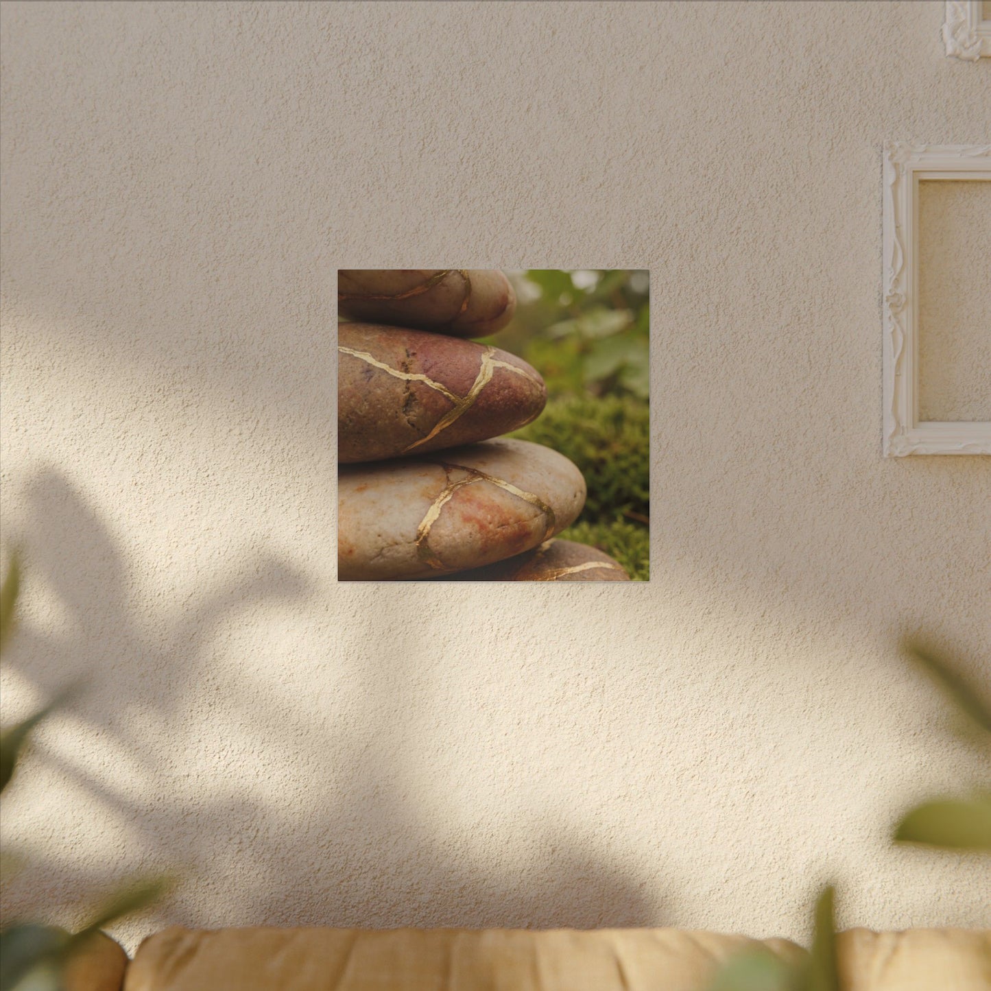 River Stones Summer Canvas Art | Kintsugi Healing Design