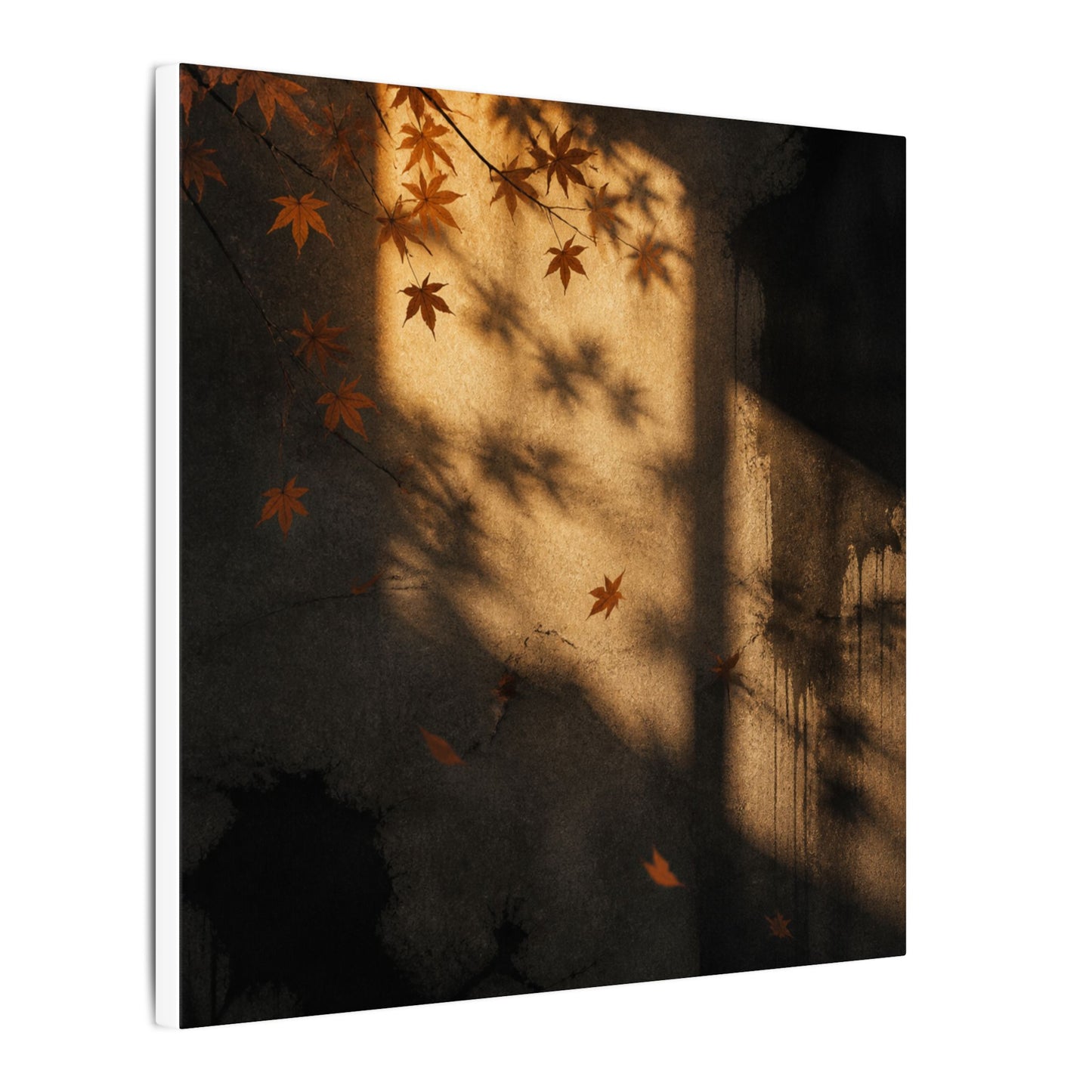 Shadow Play Canvas Art | Autumn Dark Japandi Charcoal Ink Art
