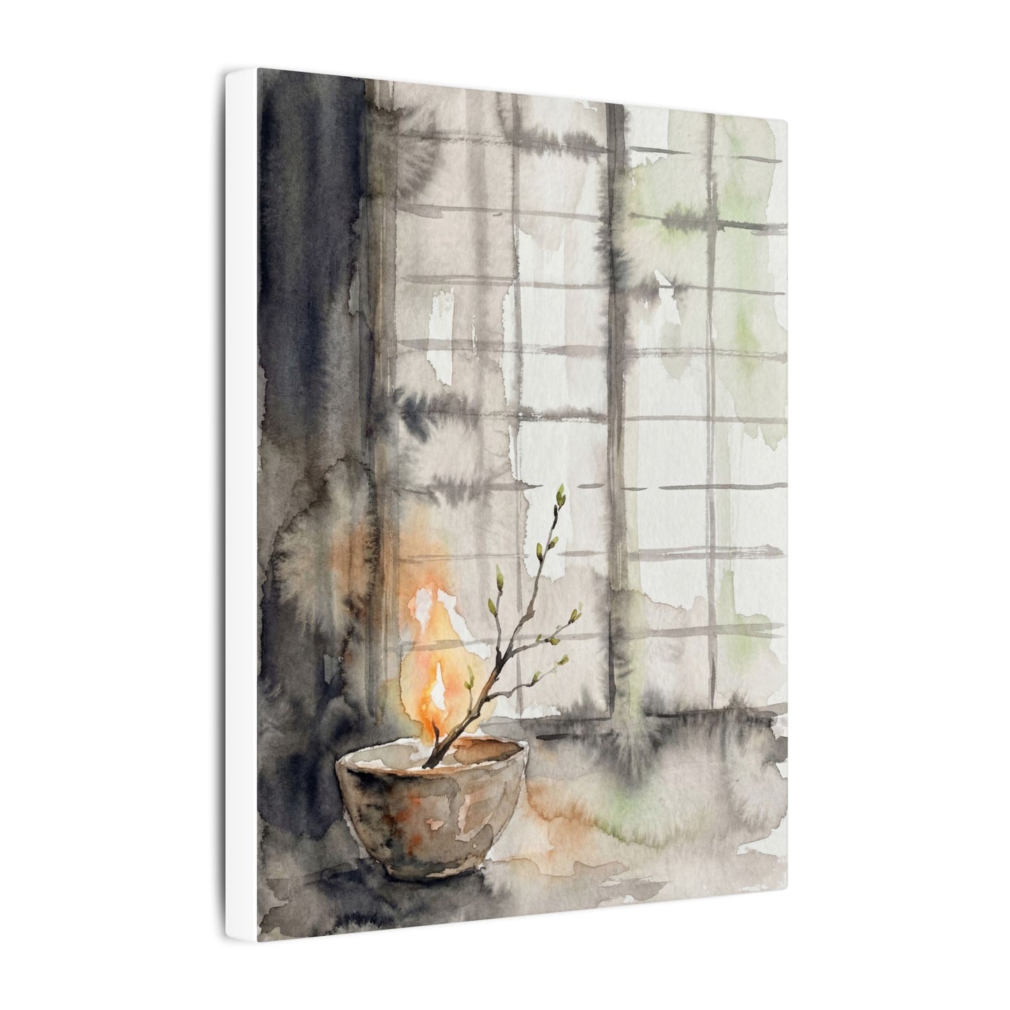 Shoji Screen Canvas Art | Spring Japandi Watercolor Art