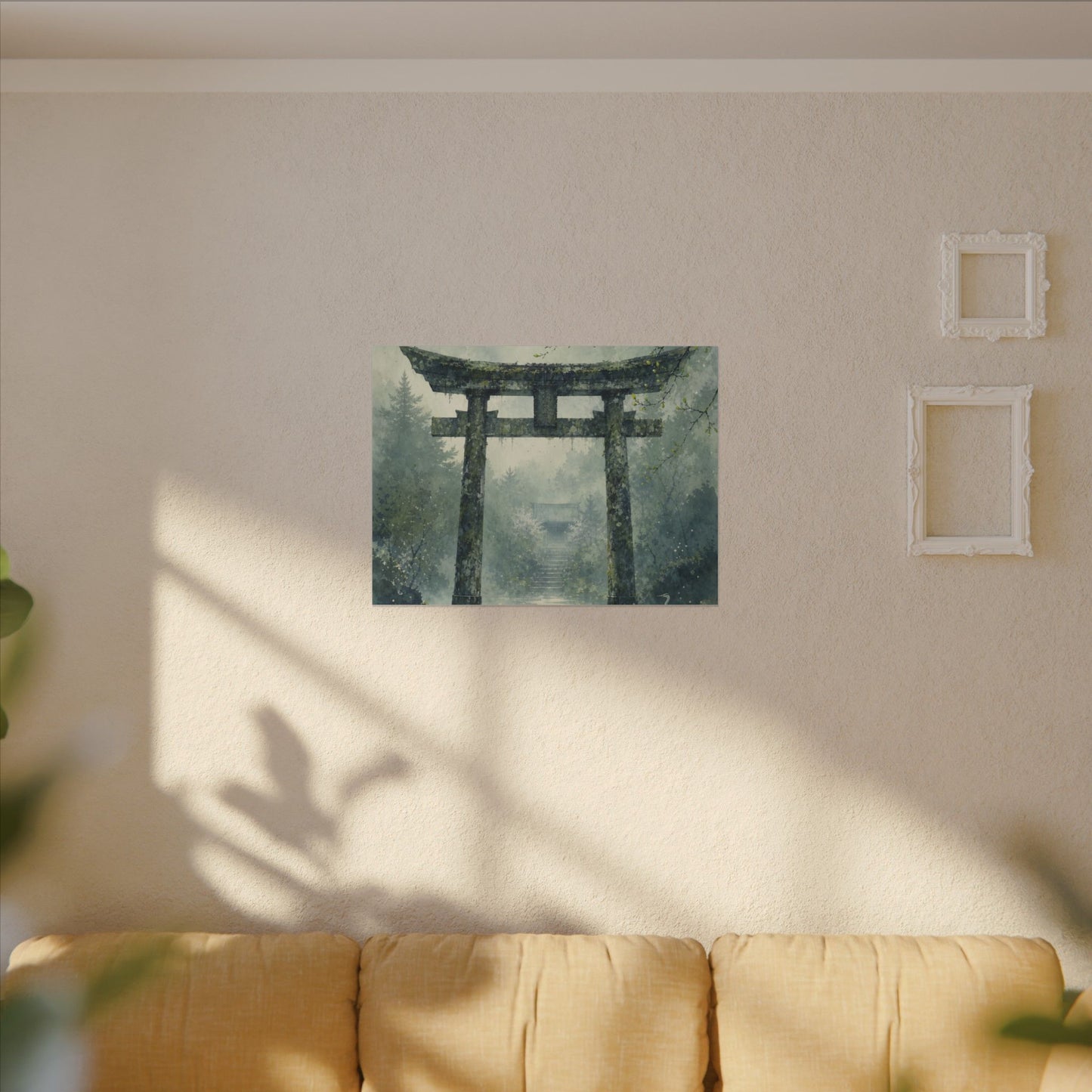 Earthy Torii Gate Canvas Art - Watercolor Japandi