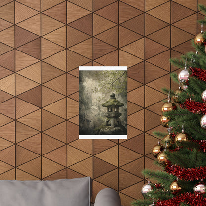 Stone Lantern Texture Wall Art Print | Neutral Japandi Art