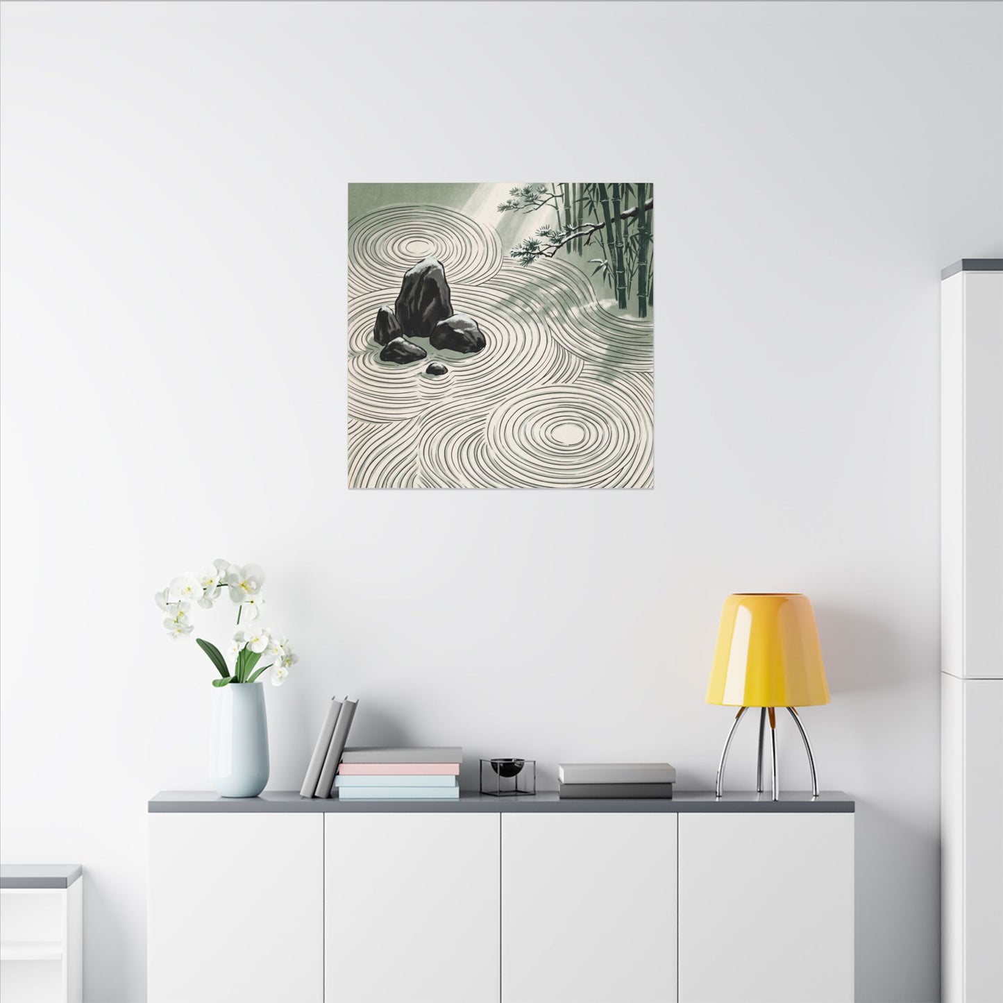 Shibui Rock Garden Canvas Art - Zen Ukiyo E Inspired