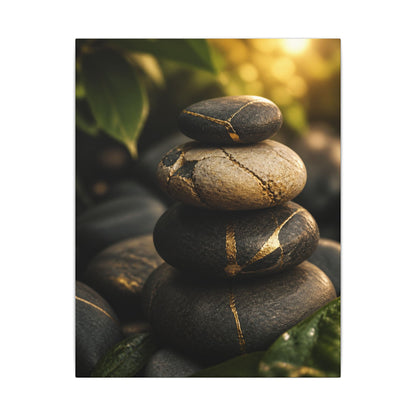 Summer River Stones Broken Beauty Canvas Art | Healing Decor