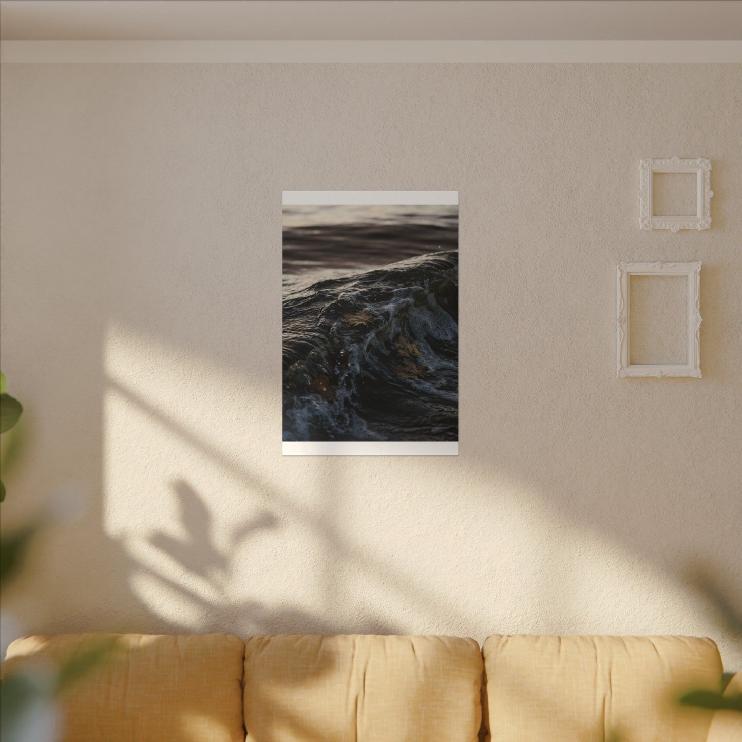 Dark Japandi Ocean Wave in Dawn | Moody Minimal Canvas Art