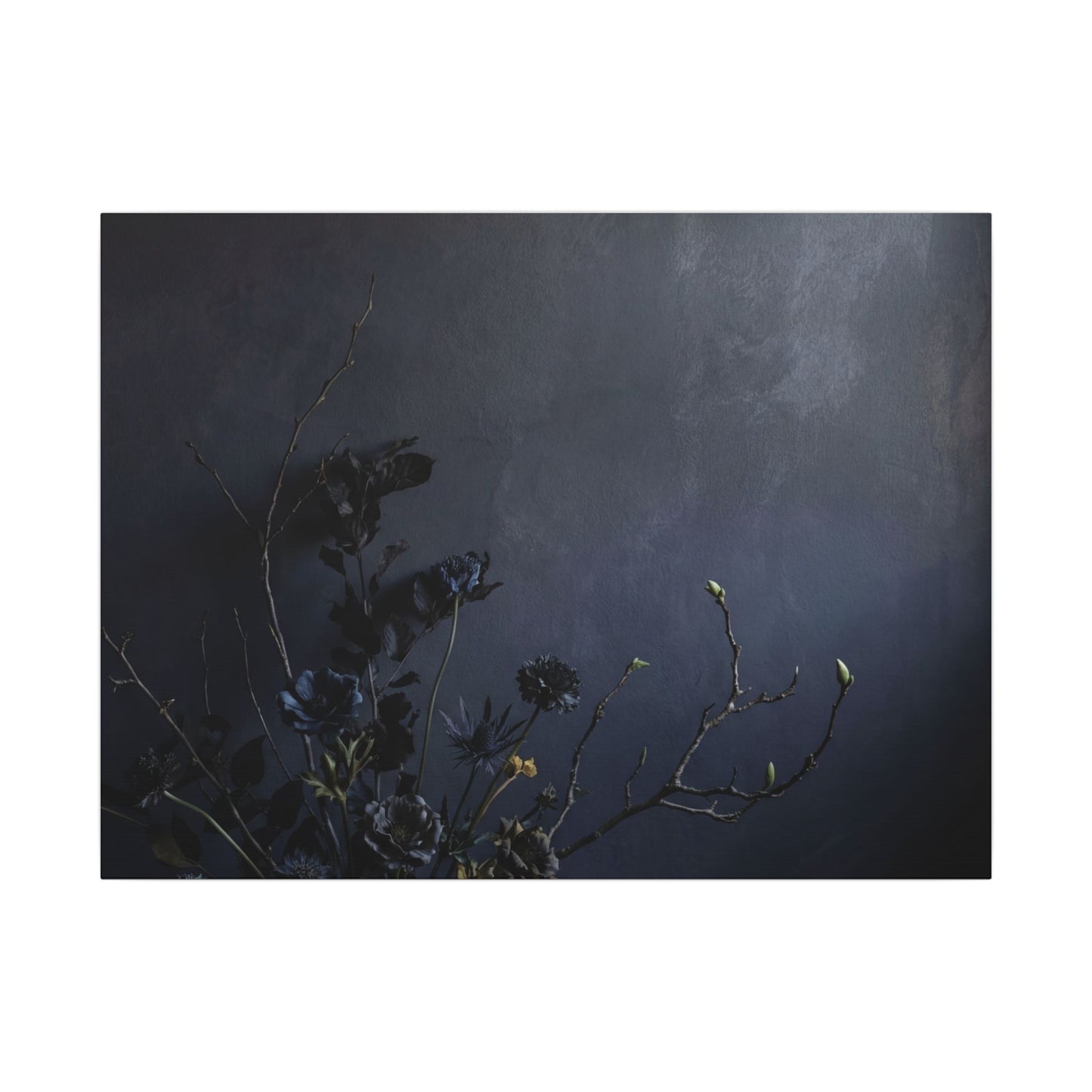 Dried Flowers Spring Canvas Art | Dark Japandi Moody Design Art Print