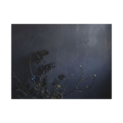 Dried Flowers Spring Canvas Art | Dark Japandi Moody Design Art Print
