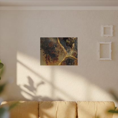 Datsuzoku Rust Patina Canvas Art - Kintsugi Crackle Gold